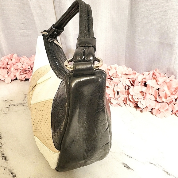NWT HOBO Int'l Black with Multi-Color Leather Patchwork Design Shoulder Bag - Picture 4 of 8